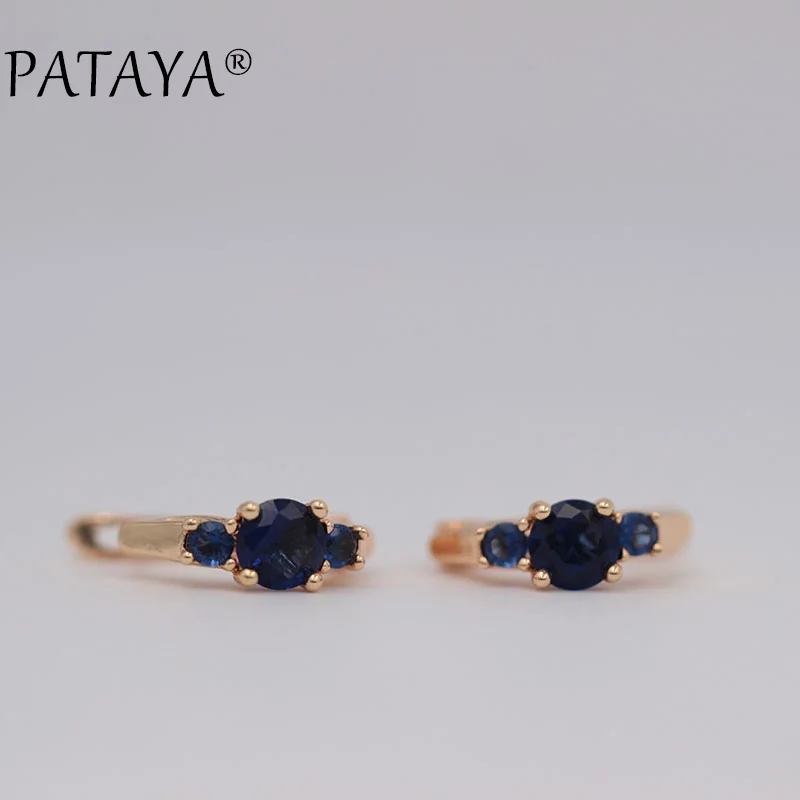 Серьги PATAYA из розового золота 585 пробы три круглых белых натуральных циркона