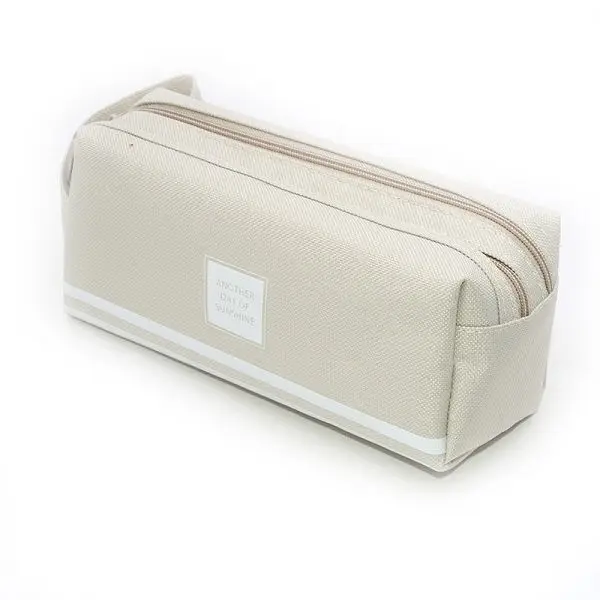 GRAY Чехол для карандашей, Одноцветный, Estuche Escolar, большая емкость, Etui Pennen Box Trousse Scolaire Stylo, чехол для карандашей, в полоску, Холщовый, с двойной молнией - Color: GRAY