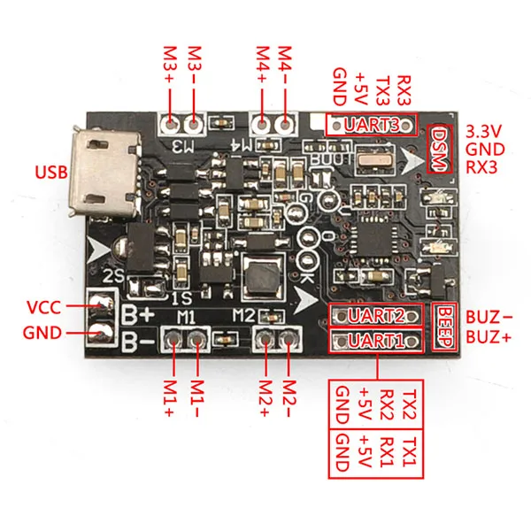 

32bits F3 EVO Brush Flight Controller with built-in Frsky Protocol 8CH SBUS Receiver for RC Racing Drones