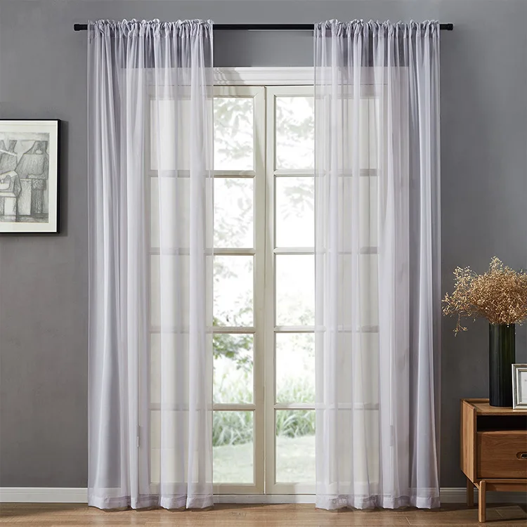Современные однотонные тюлевые шторы для спальни гостиной на окно Белые Серые из