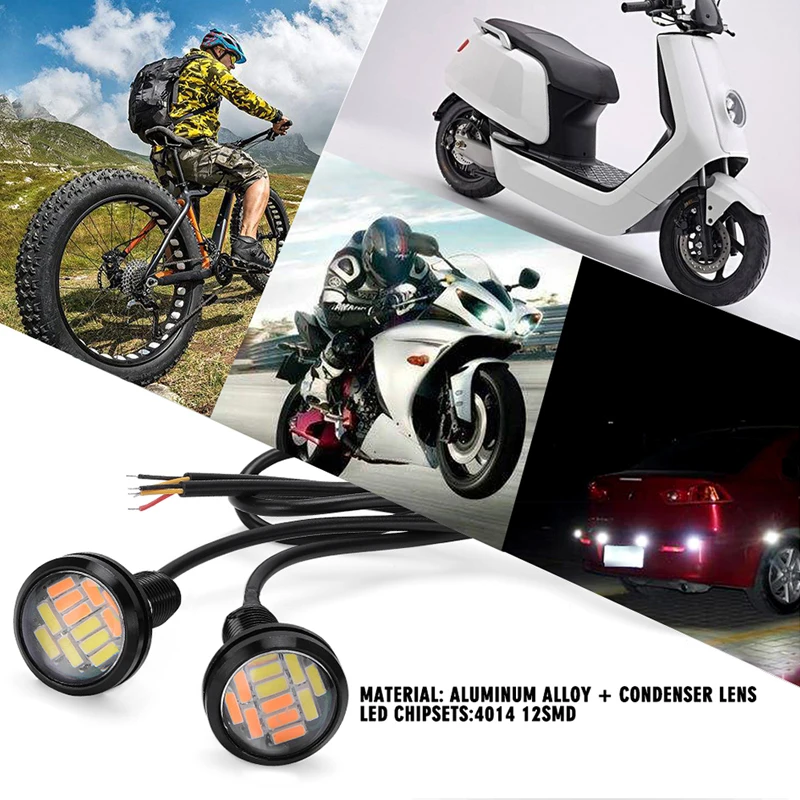 Hlxg 23 мм 12SMD Авто Eagle Eye Led DRL 12V Дневной светильник для вождения белый желтый