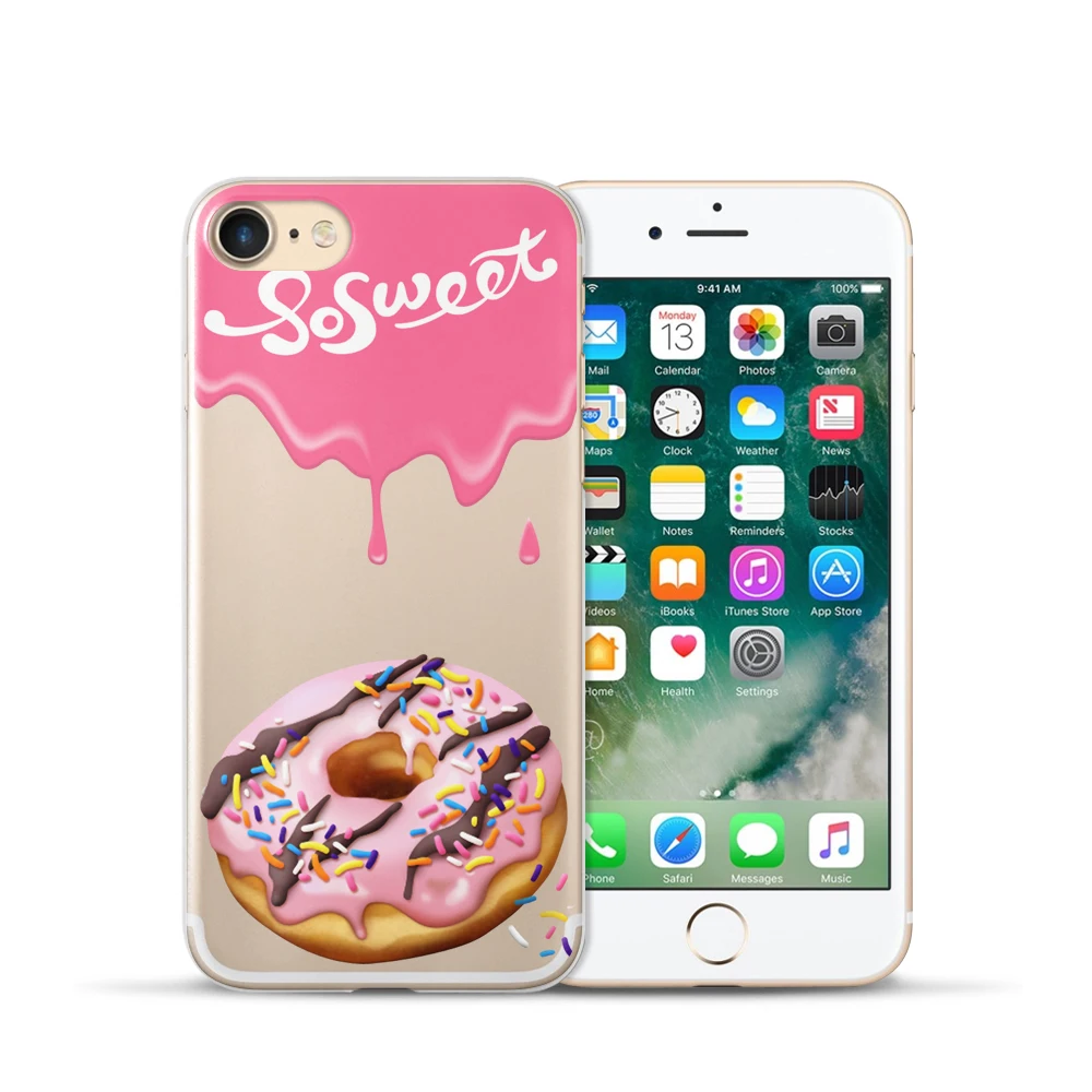 BIGCHEN для iphone 5 S SE 6 6s 8 7 plus сладкие пончики мороженое Макарон окрашенные