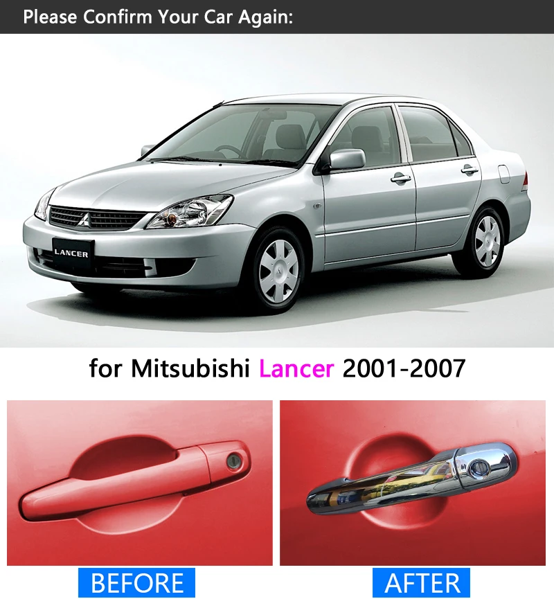 Комплект хромированной обшивки ручки двери для Mitsubishi Lancer 2001 2003 2004 2005 2006 2007 EVO 7 8 9 VII