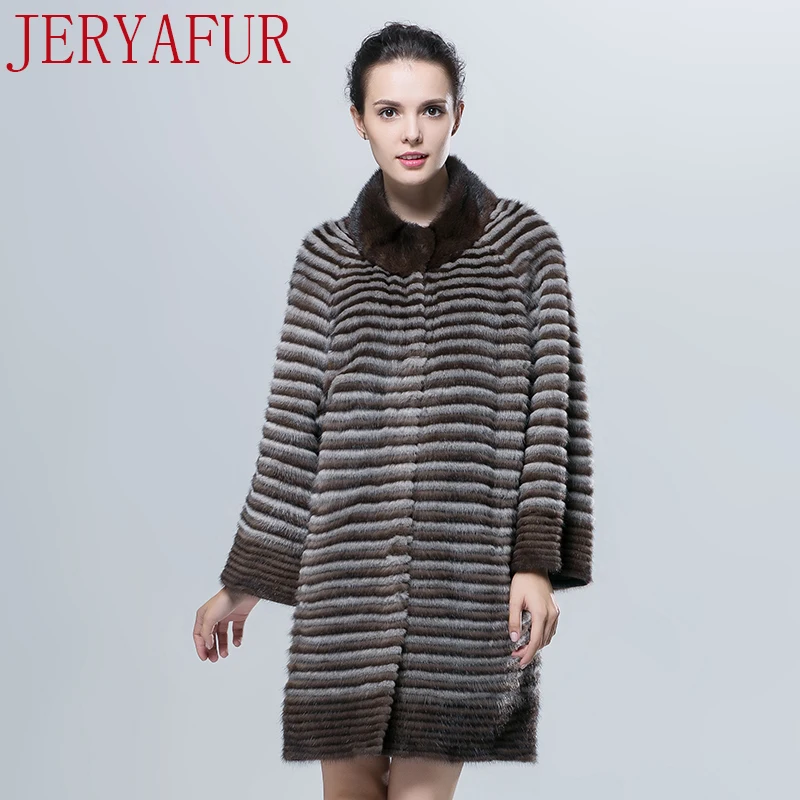Jeryafur2017 российских женщин зимняя куртка кожаная норки ручной работы одежда