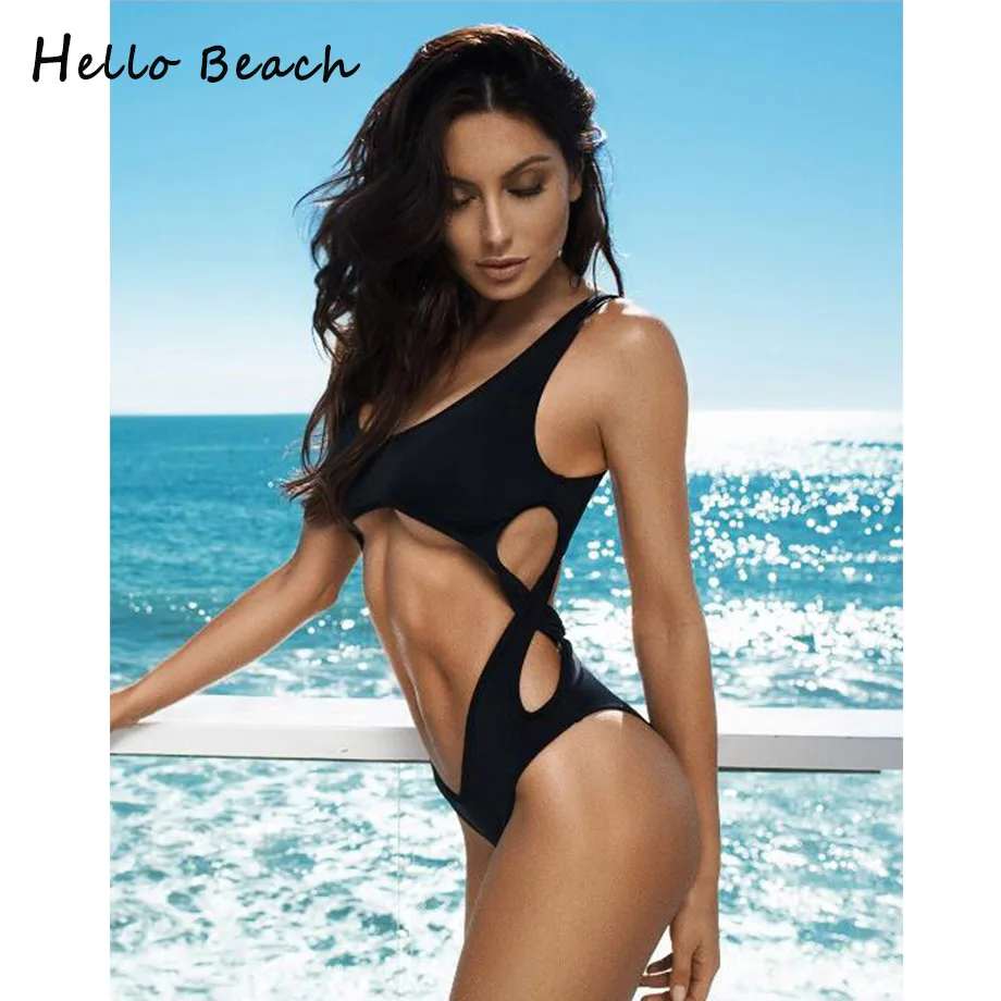 HELLO BEACH 2018 новый цельный купальный костюм сексуальный вырез женский Холтер