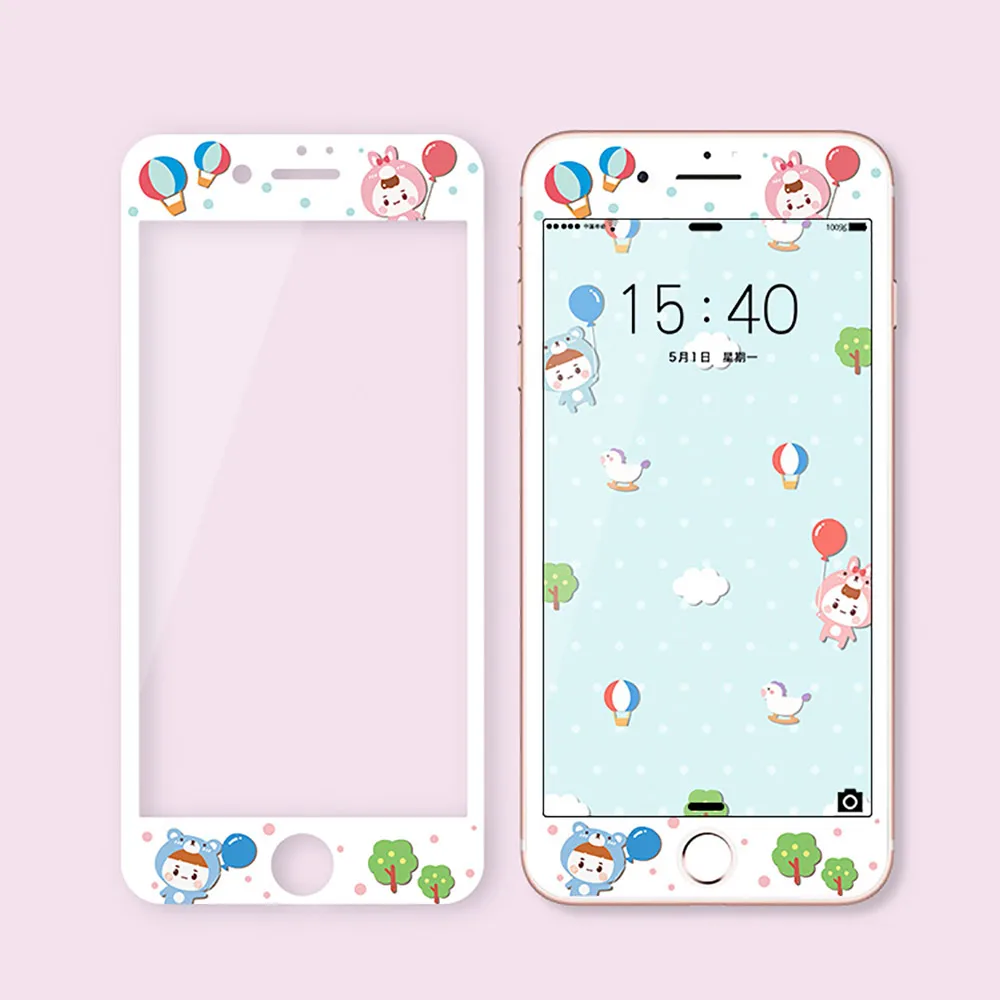 Balloon OTAO, новинка, 3D полное покрытие, закаленное стекло для iPhone 8, 7 Plus, мягкий край, цветной, 9 H, защита экрана, ударопрочная, HD защитная пленка - Цвет: Balloon