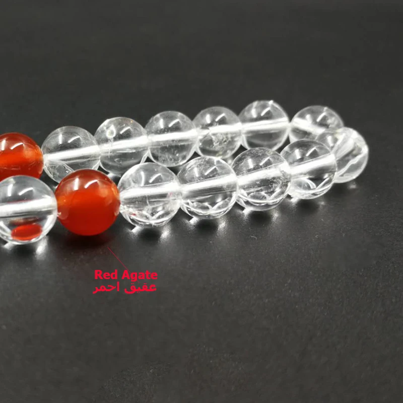Tasbih белый прозрачный кристалл с красными агатами кисточка стиль Кристалл Цвет