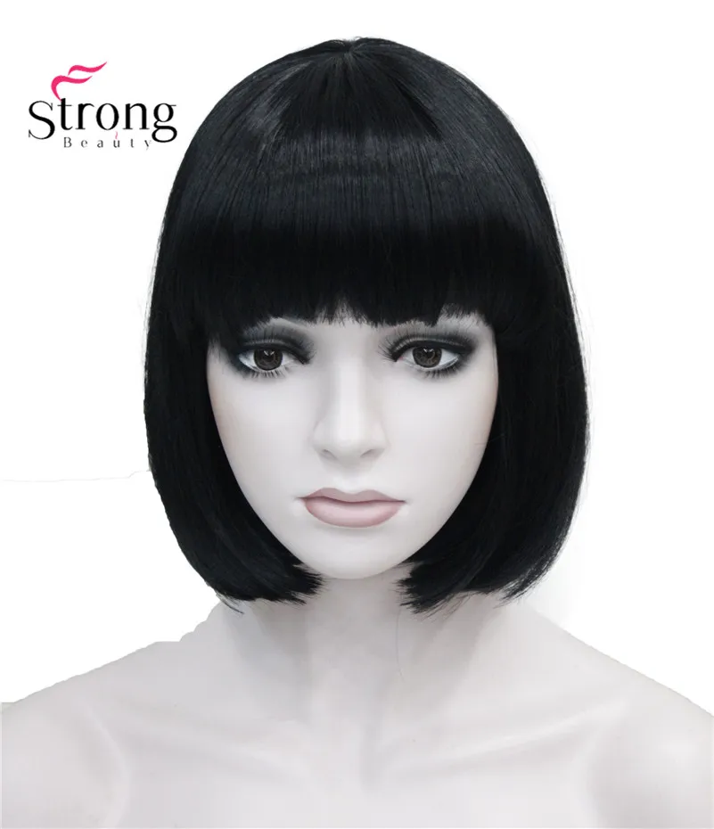 StrongBeauty Auburn короткий прямой Боб с челкой синтетические волосы женские полный парик центр кожи Топ