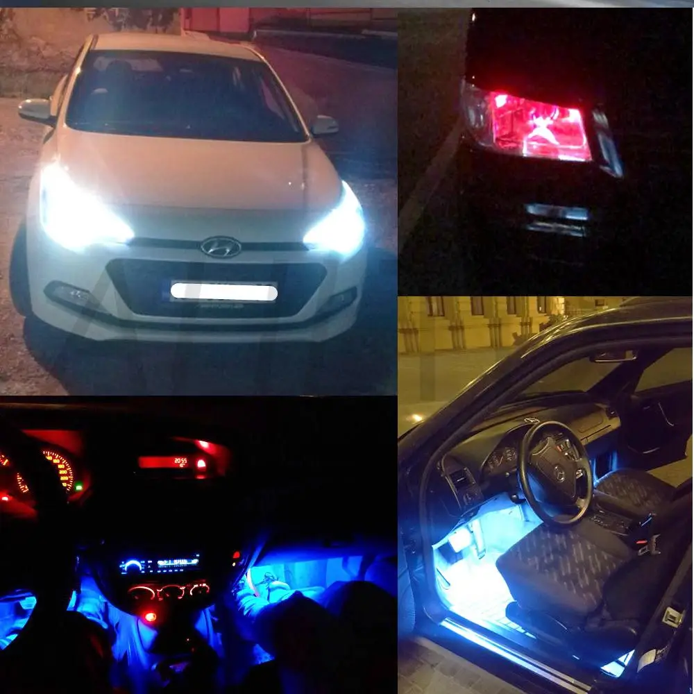 10 шт., Автомобильный светодиодный светильник T10 W5W 5050 5SMD, белый, красный, синий, клиновой светильник 168, 194, 192, DC 12 В, лампы для номерного знака, габаритный светильник, лампа для чтения, купольная лампа
