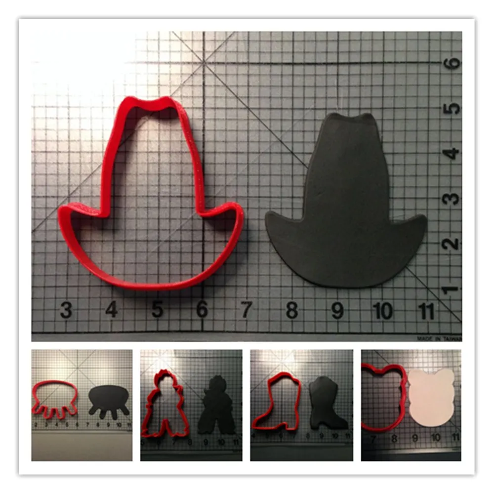Ковбойские ботинки шляпа дизайн печенья резак набор на заказ 3D печатных помадка