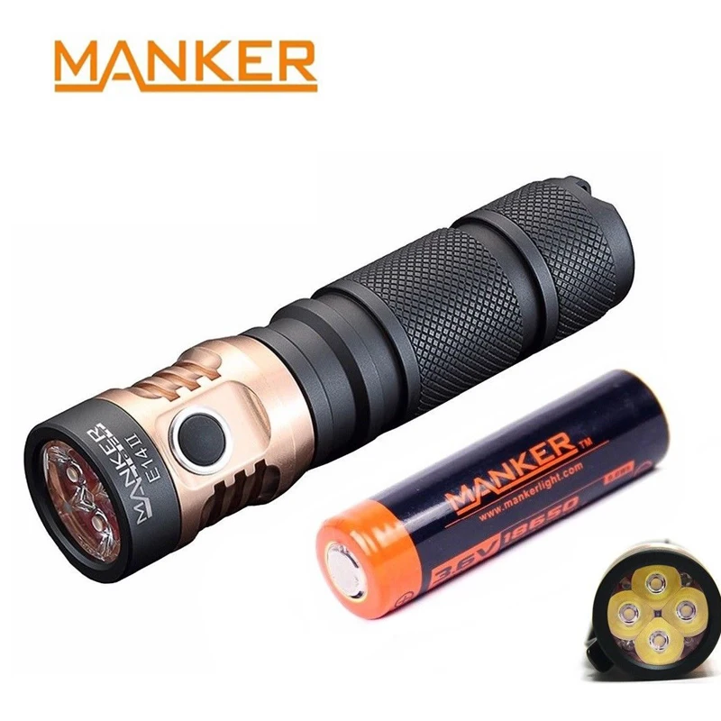 Manker E14 II 2200 Лум USB Перезаряжаемый 18650 фонарик W/4x CREE XPG3 светодиодный/4x Nichia 219C светодиодный фонарь с высокой батареей 18650