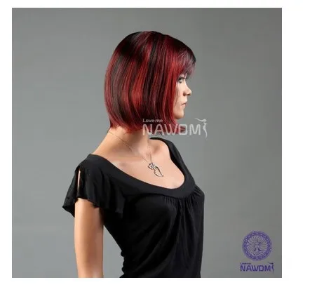 Harajuku Anime Wig Cosplay Women Europe Style Short Straight Synthetic Hair Black Red Ombre Wigs Costume Party Peruca Perucas |