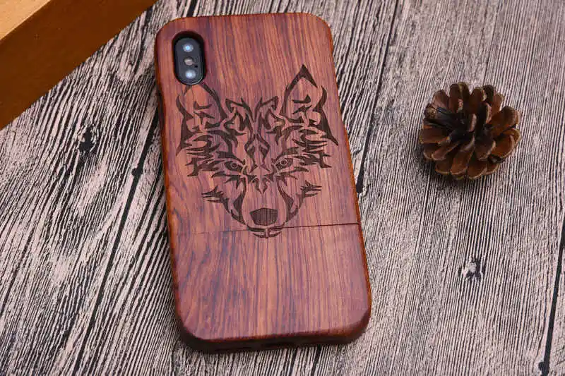 Wolf LYBALL чехол для телефона из натурального дерева для iPhone XS деревянный чехол ручной работы из натурального бамбука для Apple iPhone X XR XS MAX - Цвет: Wolf