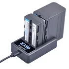 NP-F550 NP-F570 NP-F960 NP-F970 литий-ионный аккумулятор + LCD двойное зарядное устройство для Sony NP F570 F970 F530 CCD-SC55 CCD-TRV8 DCR-TRV9 CCD-TR3