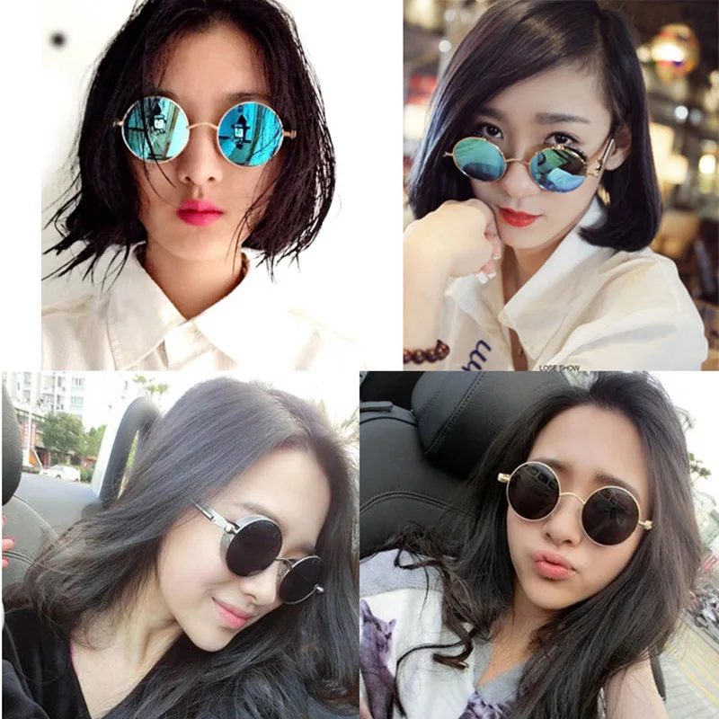 Модные солнцезащитные очки в стиле стимпанк женские ретро круглые металлические