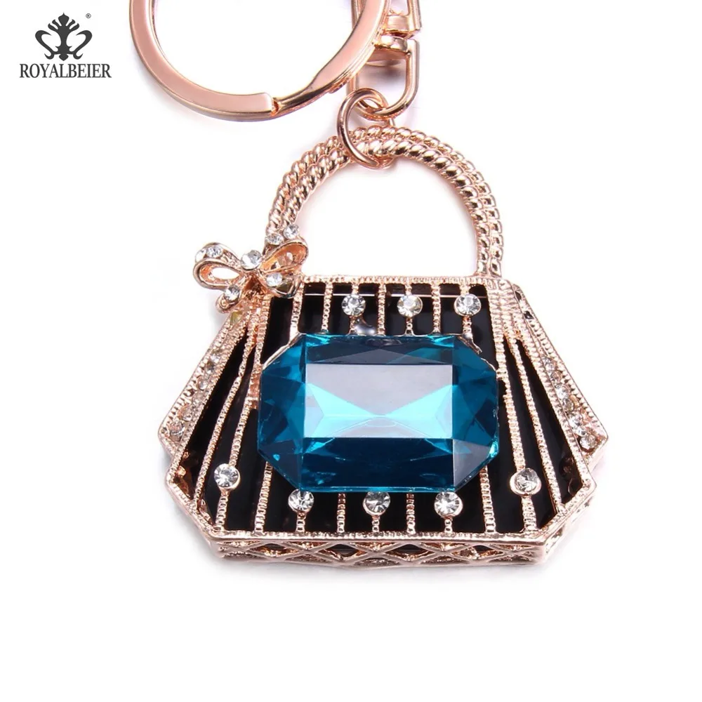 

RoyalBeier Cup Keyring Metal Rhinestone Keychain Lemon Key and Bags DIY Decoration Jewelry Fashion Bag Key Chain For Women