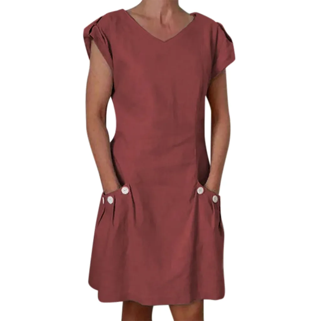 Женское Повседневное платье с оборками и карманами винтажный Повседневный