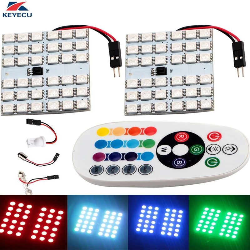 KEYECU 1 Set (2 шт.) RGB 5050 DC 12V 36 SMD Светодиодная панель купольная лампа авто интерьер