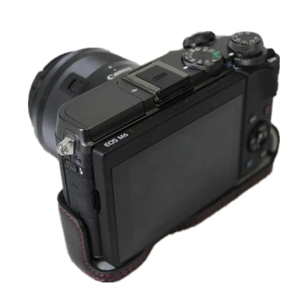 Pu Leather Half Body Camera Case For Canon EOS M6 EOSM6 EOSM 6 Bottom Bag Cover Open Battery | Электроника