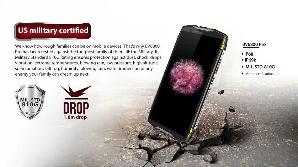 Blackview BV6800 Pro IP68 водонепроницаемый для смартфонов на базе Android 4 Гб + 64 5 7 дюйма 18:9 4G lte