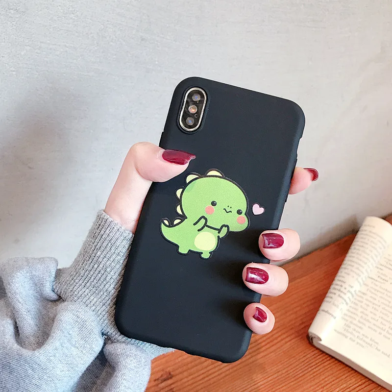 Милый чехол для телефона с динозавром из мультфильма для iphone 6, 7, 8, 11 pro, чехол для huawei p30 lite nova 3i, силиконовый Ультратонкий чехол ярких цветов - Цвет: black