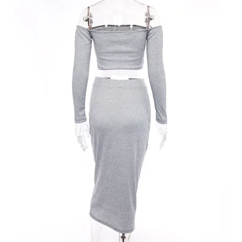 2019 бросился полный середины икры осень новая Женская одно плечо с длинными