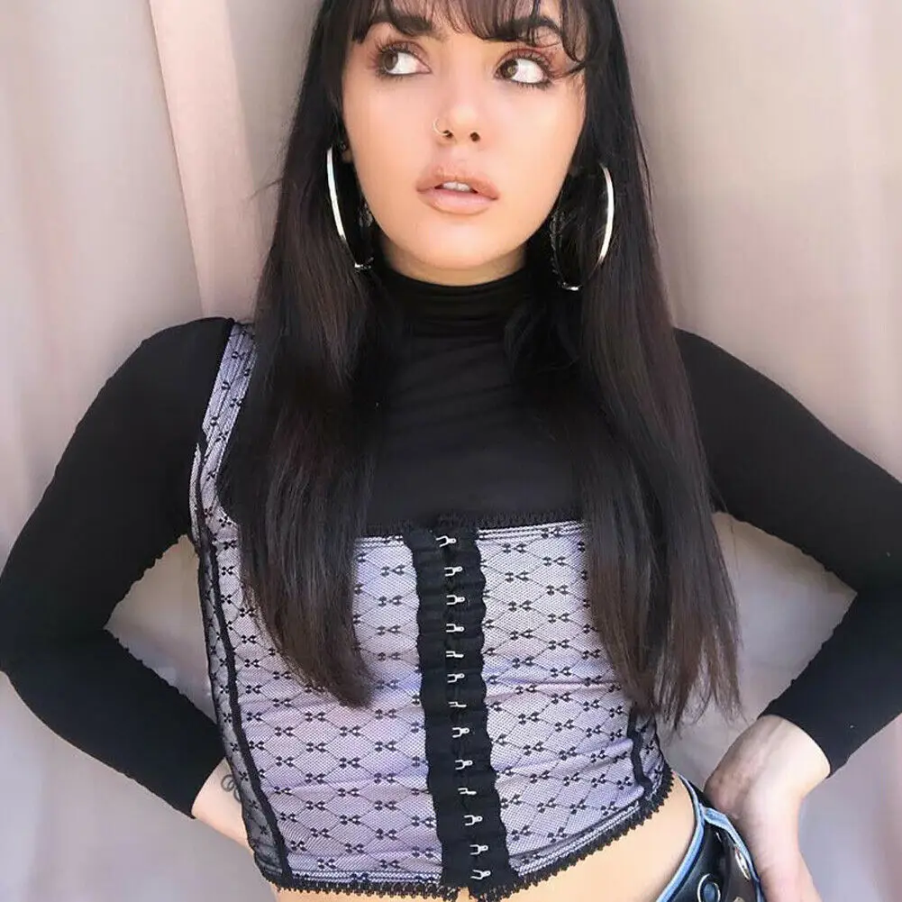 Женский сетчатый топ без рукавов бандажный Топ в горошек с волнистым узором