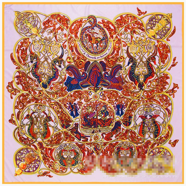 

Hot 130*130cm Women New Fashion silk Scarf Square high quality Fashion shawl Scarves A thousand fairy tale pattern