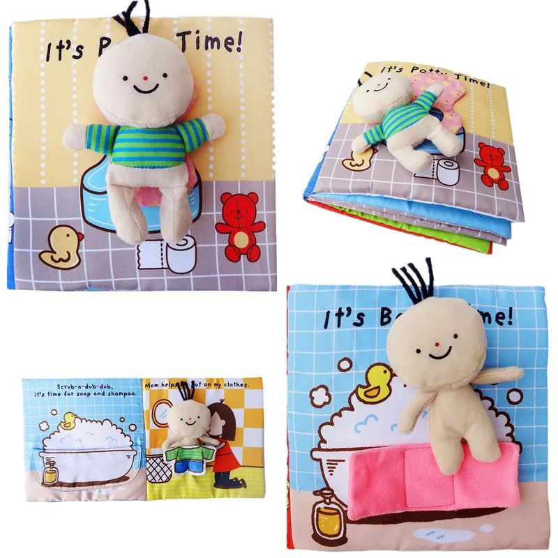 Мягкая тканевая книга с мультяшным рисунком Обучающие животные фрукты овощи