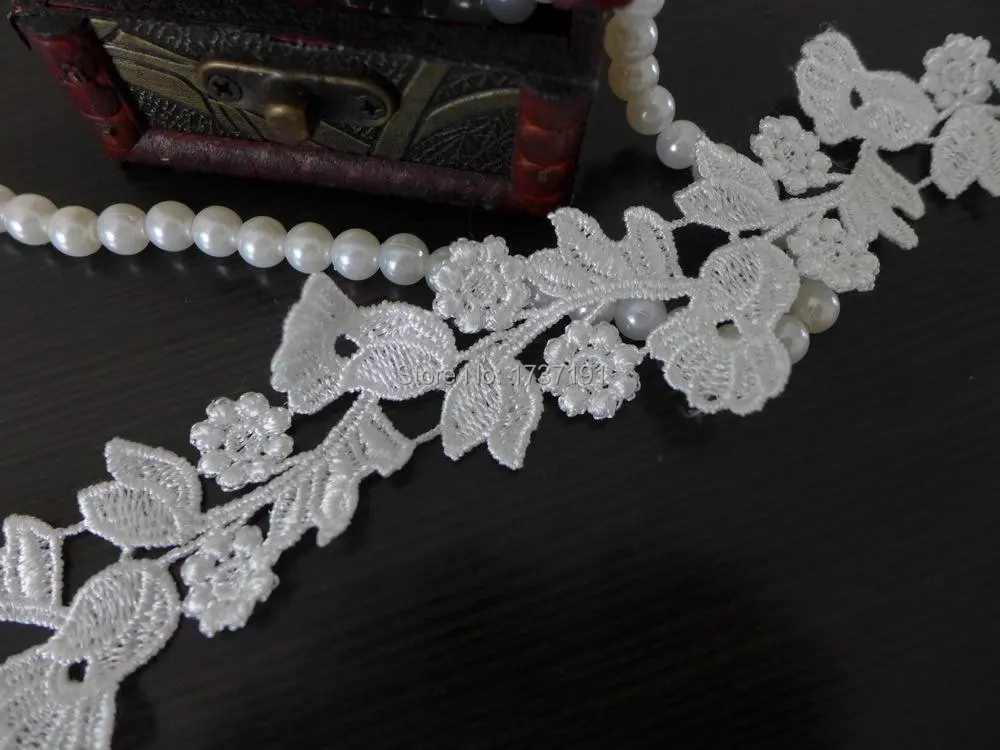 Белая вышитая Венецианская кружевная отделка 5 ярдов из полиэстера с