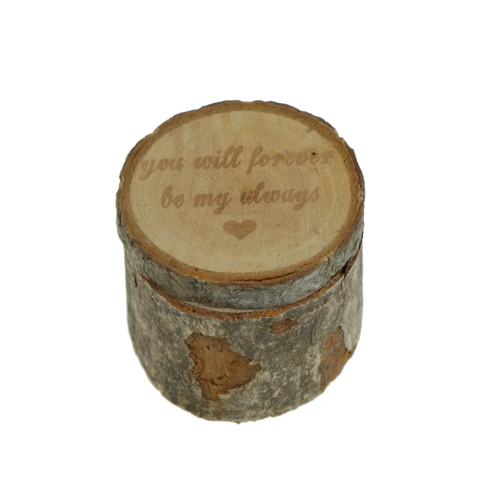 Деревянная коробка для колец круглая sheби-шик рустикальный обручальных хранения