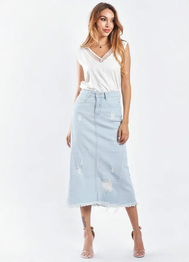 LOGAMI длинная джинсовая юбка с высокой талией женские повседневные трапециевидные