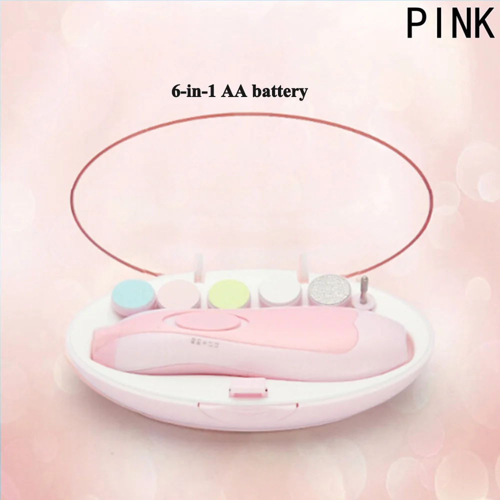 AA battery PINK USB зарядка Новая электрическая пилка для ногтей для младенцев безопасные ножницы для триммера, маникюра, педикюра Уход за ногтями Машинка для удаления Уход за лошадьми комплект - Цвет: AA battery PINK