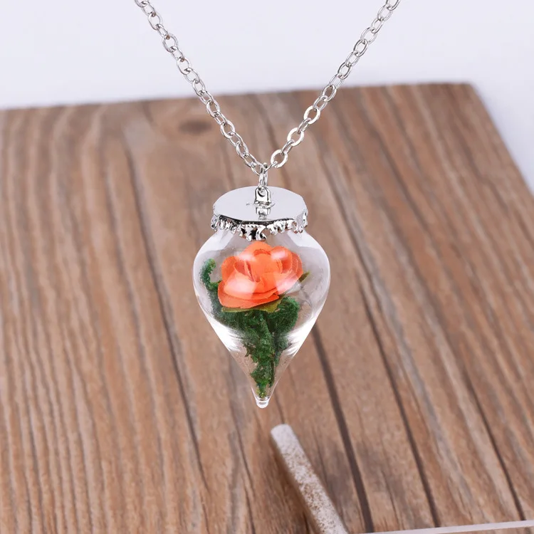1 шт. красота и чудовище 2017 цветок цепочки ожерелья стекло Романтический