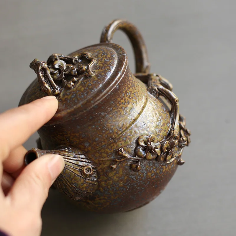 PINNY 220ml Handmade Plum Teapot Kiln Ceramic Tea Pot Retro Chinese Kung Fu Teapots Traditional Drinkware Kettle | Дом и сад