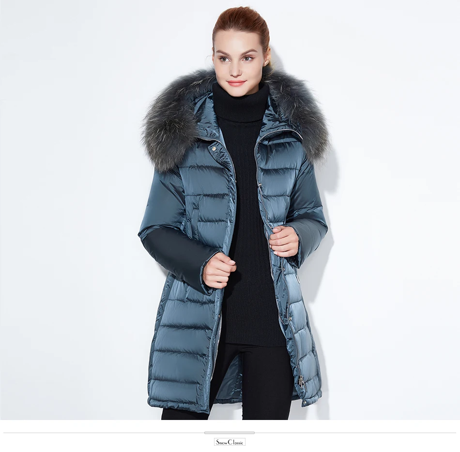 Зимний пиджак SnowClassic Модные женские толстые длинные пальто теплые куртки с капюшоном Регулируемая талия сплошной тонкий хлопок Мягкий