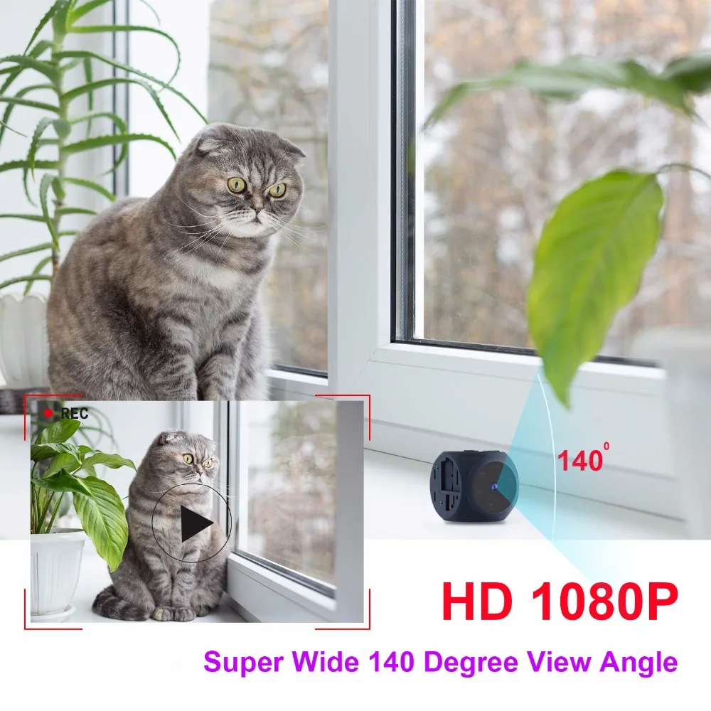 Mini Camera HD 1080P Portable cam with Night Vision and Motion Detection Outdoor Small Security support hidden TF card | Безопасность и