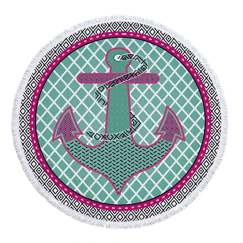 Geometry Microfiber Beach Towel For Adults Mat Tassel Blanket Large Turtle Printed Round Bath 150cm Tapestry Home Decor | Дом и сад