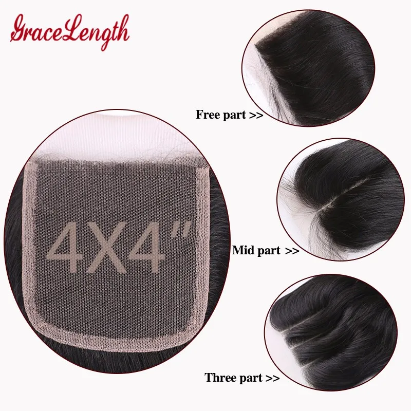Indian Virgin Hair Deep Wave Closure Human 7A Grade Curly Swiss Lace 4x4 One Bundle |