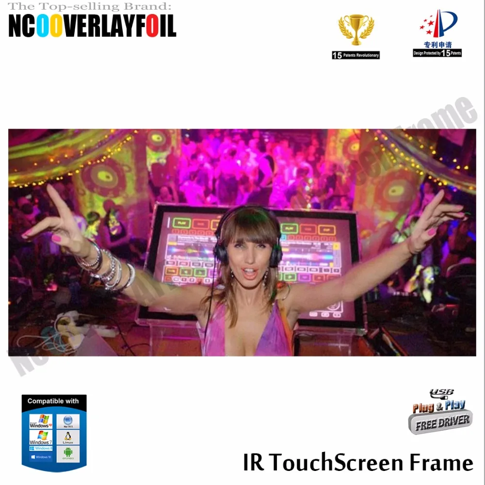 Бесплатная доставка 42-дюймовый ИК мультисенсорный экран рамка без стекла