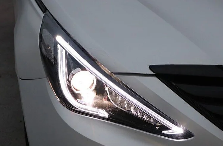 2 шт. jgrt автомобильный стиль светодиодный фары для hyundai Sonata для Sonata Головной фонарь светодиодный объектив двойной луч H7 HID Xenon Биксеноновые линзы