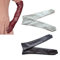 1 pair women opera evening party gloves faux leather pu over elbow long glove new 7 colors