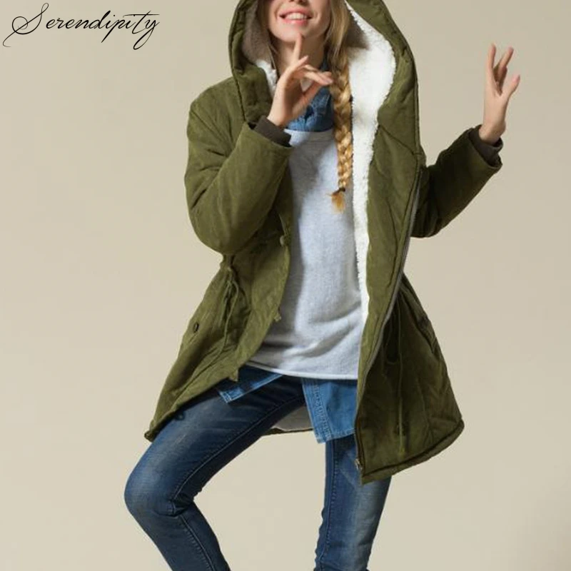 

Casual Cotton Thick Long Parka Hooded Overcoat Winter Warm Fashion Outerwear Women Orange Streetwear Jacket Female Coat Solid