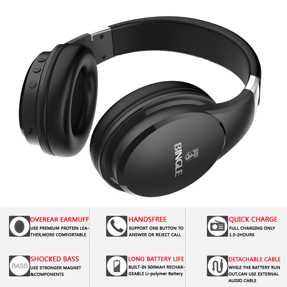 BINGLE FB110 Bluetooth 4 1 наушники CSR Беспроводные стереонаушники Muisc Накладные 3 5 мм AUX в