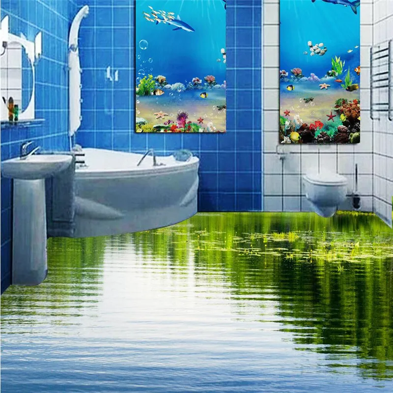 3D стерео напольное украшение beibehang самоклеящееся покрытие для ванной и кухни