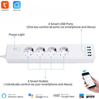 smart wifi power strip tuya smart app control type f eu 4 outlets 4 usb ports individually control alexa google home voice