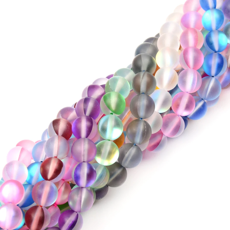 Цветные бусины из синтетического камня круглые натурального Лабрадорита