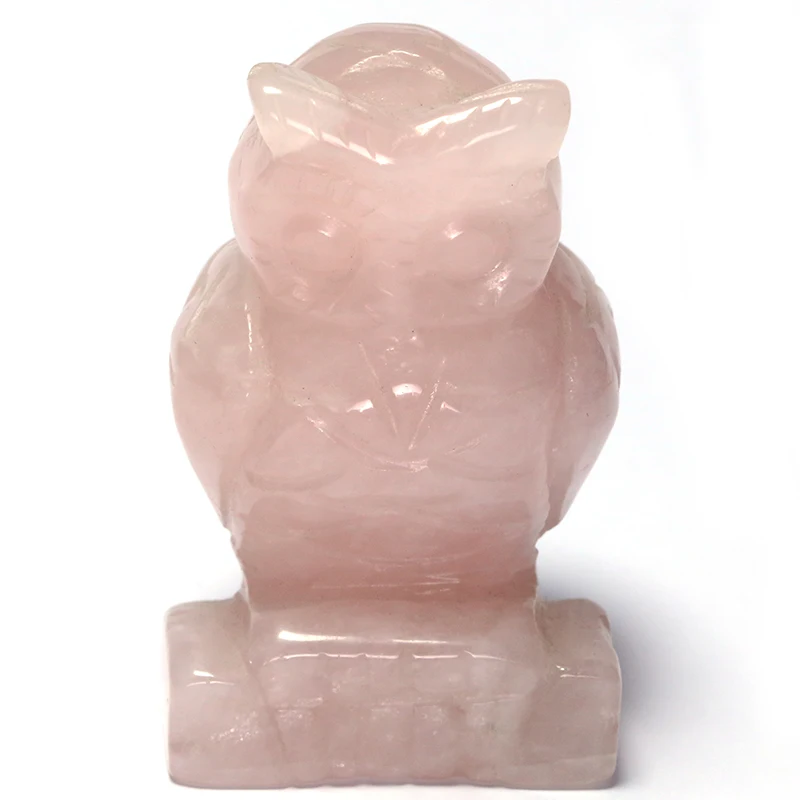 Розовый камень сова статуя ручной работы порошок кристалл животное резной орел