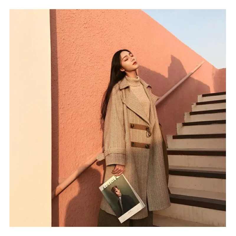 

Women Korean Winter Long Overcoat Outwear Coat Loose Plus Size Cardigans Long Sleeve Manteau Femme Hiver Elegant AA-123