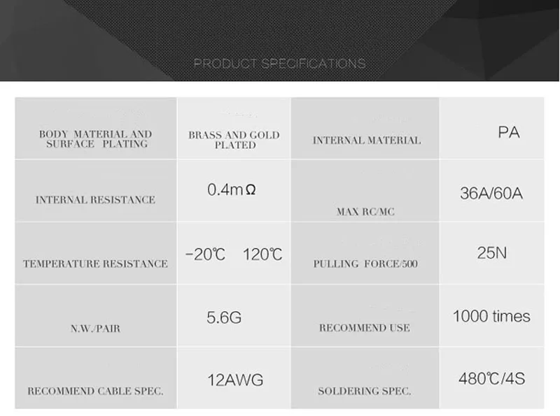 20 пар Amass T plug нескользящая высокая сила тока позолоченная женская мужская пара